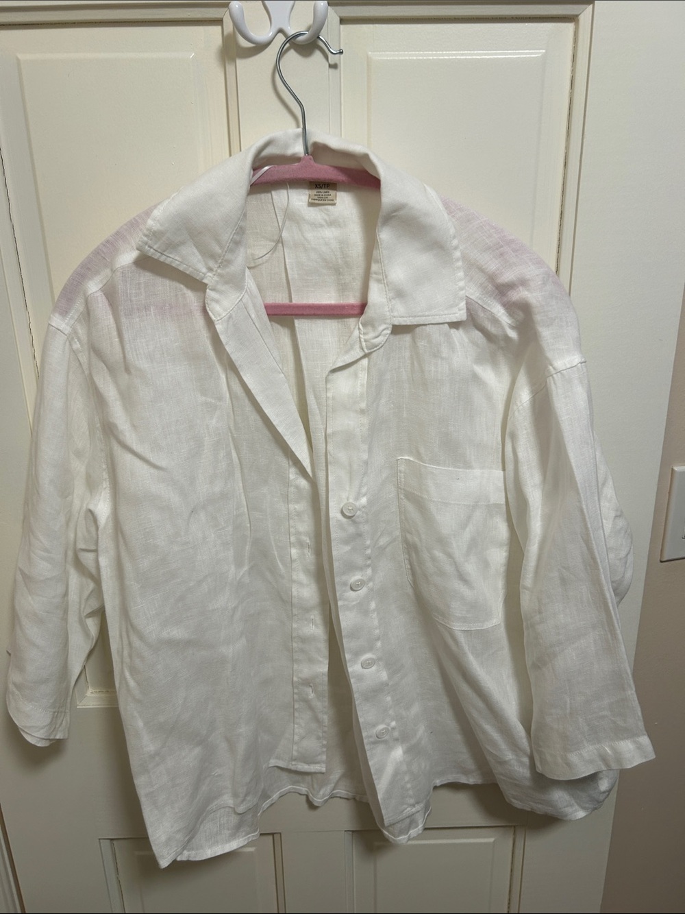 Lightweight 100% White Linen Button-Up Shirt Jacket